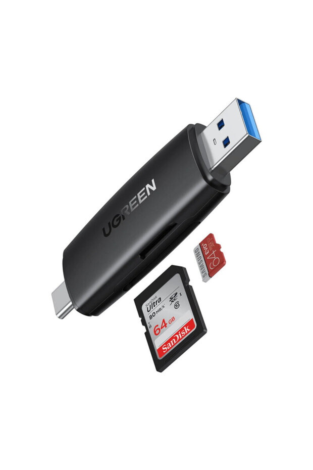 Card reader tip C/USB la SD/TF Ugreen, 5Gbps, negru - 1