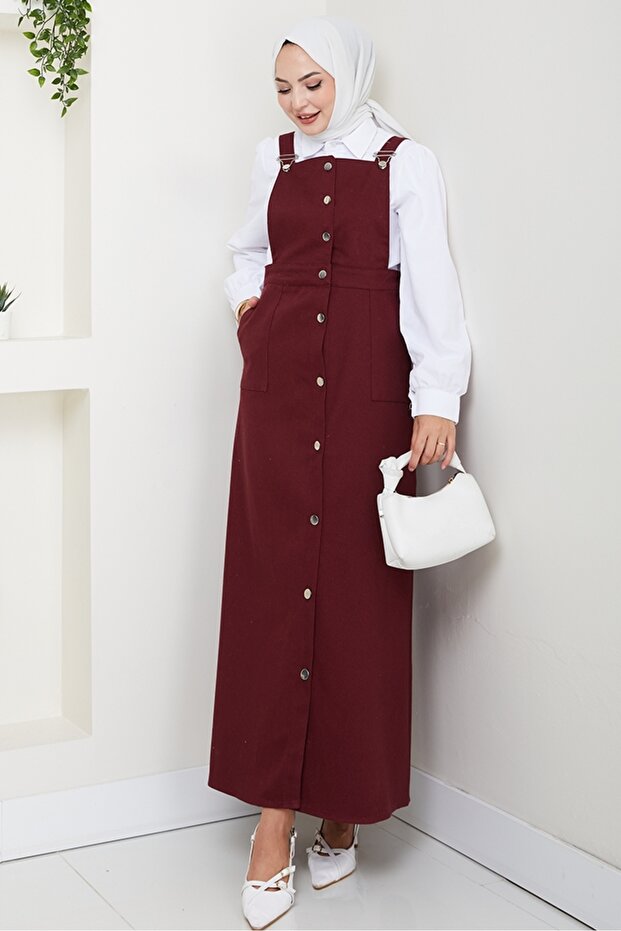 Buttoned Gabardine Gilet 1552 - Burgundy