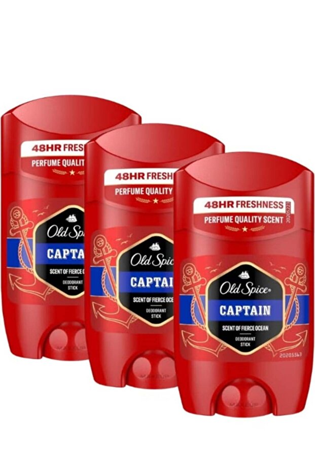 Captain Deodorant Stick For Men, 3 x 50 ml