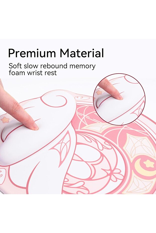 Ergonomic Mouse Pad with Wrist Rest, Non-Slip Base, Small - Star Wings Series, Pink, Polyu - 3