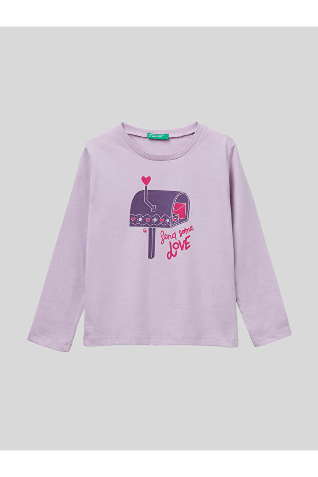 Girl's Printed Sweatshirt 1-6 Years Lilac