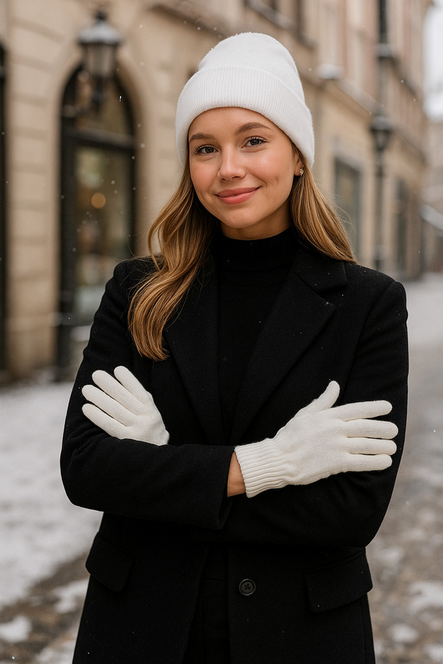 Unisex Ekru Örme Eldiven Eld01 - 3