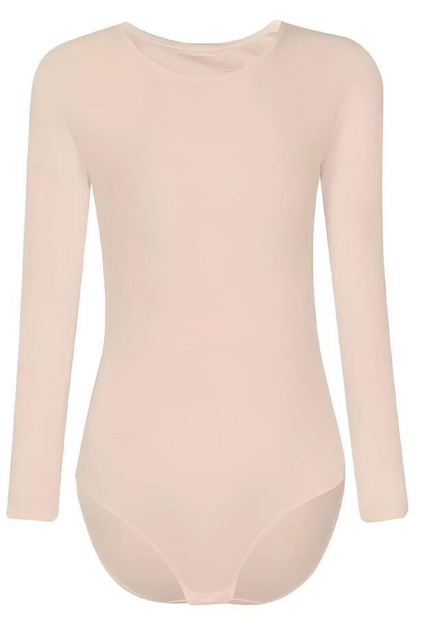 3 Pieces, Long Sleeves, Crew Neck, Snap Button Bottom Body, 95% Cotton & 5% Lycra, Skin Tone