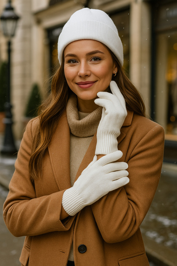 Unisex Ekru Örme Eldiven Eld01 - 2