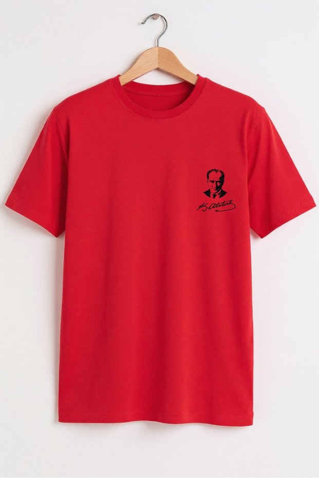 Unisex Ataturk and His Signature Printed 100% Cotton T-Shirt