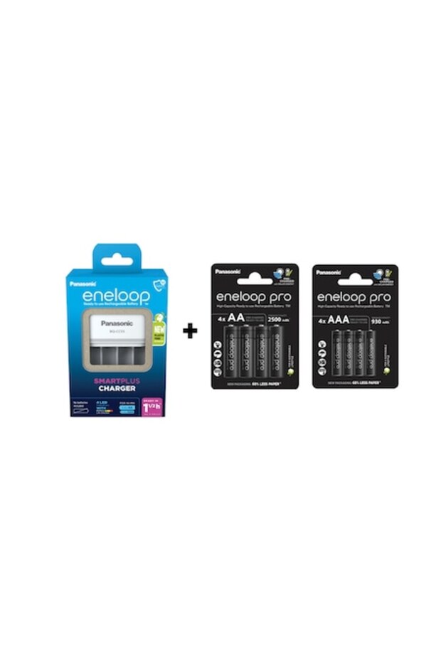 Smart & Quick Charger with 4 Independent Channels, 4x 2500mAh AA R6 and 4x 930mAh AAA R3 - 1