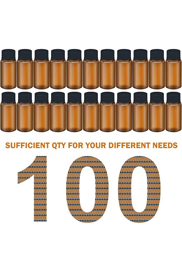 3ml Brown Glass Sample Vials with Screw Cap and PE Stopper 100Pcs
