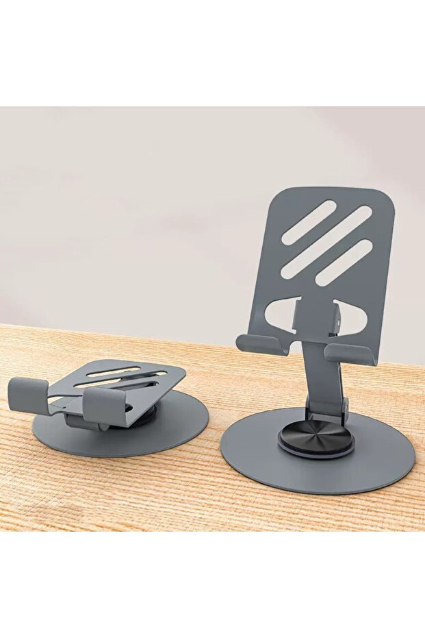 Flippy Rotating Foldable Metal Mobile & Tablet Stand, Gray - 3