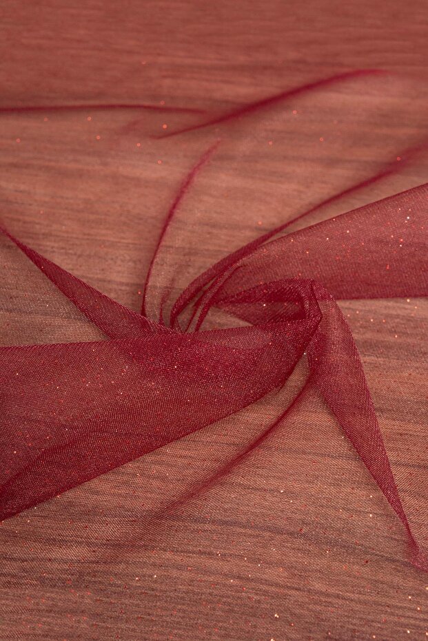 Victorian Glitter Tulle Burgundy Color Fabric