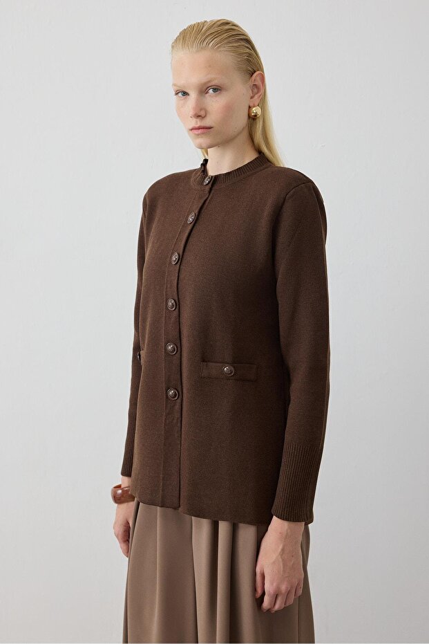 ALBA ÇELİK ÖRME TRİKO HIRKA KAHVE - 7