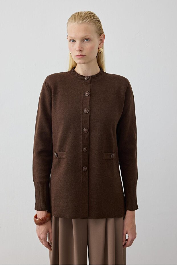ALBA ÇELİK ÖRME TRİKO HIRKA KAHVE - 4