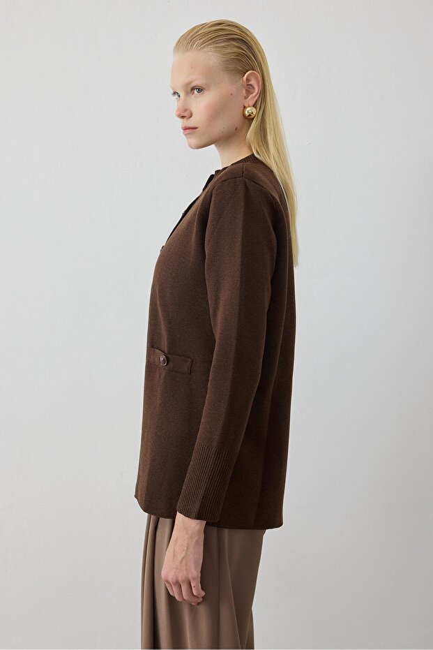 ALBA ÇELİK ÖRME TRİKO HIRKA KAHVE - 6