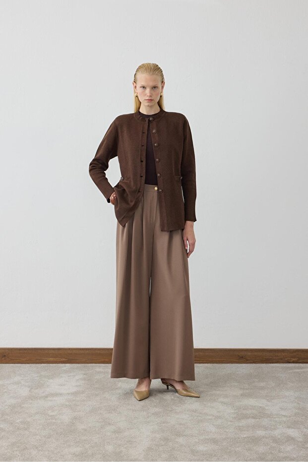 ALBA ÇELİK ÖRME TRİKO HIRKA KAHVE - 3
