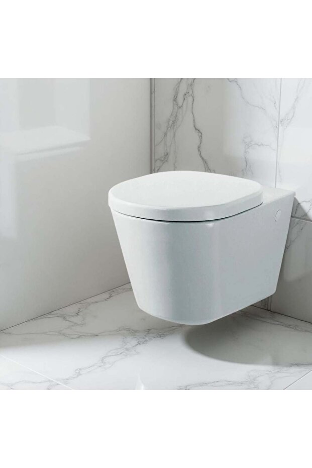 Ideal Standard Tonic Wall Hung WC with Seat Cover | Modern Space-Saving Design | White Ceramic