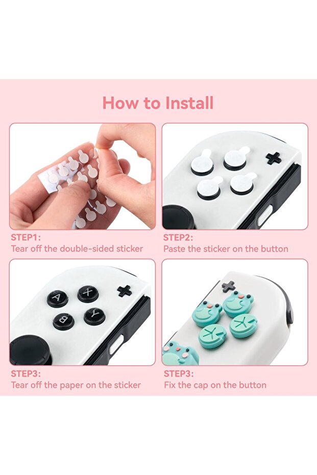 Silicone Cross D-Pad Button Caps Set Joystick Cover - ABXY Key Buttons Sticker Compatible - 4