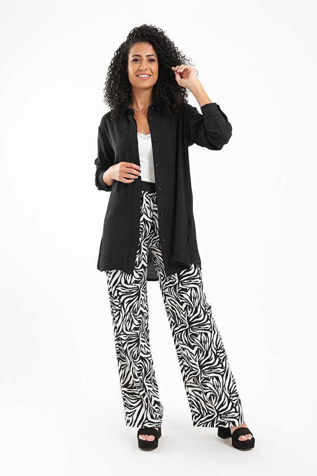 قميص سادة بأزرار أمامية - 1