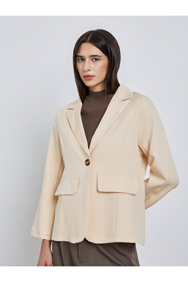 بليزر بيج سادة بياقة مدببة - 3