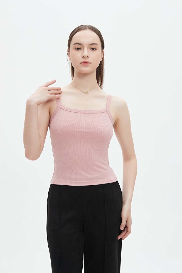 Solid Ribbed Tank Top - 1