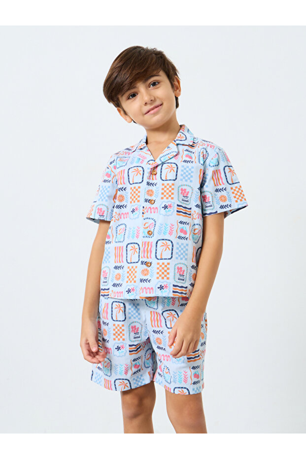 Boys All Over Print Shirt and Shorts Set