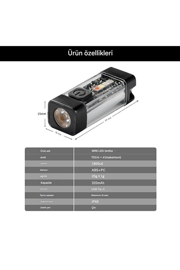 Type-c Şarjlı 9 Mod Su Geçirmez Manyetik Çok İşlevli Mini El Feneri - 8