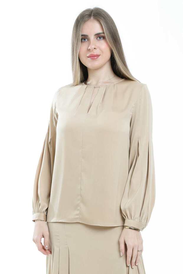 Solid Puff Sleeve Top - 1