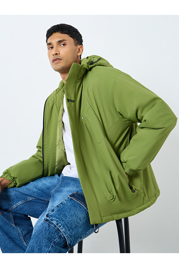 Men Oversized Hooded Windbreaker Jacket