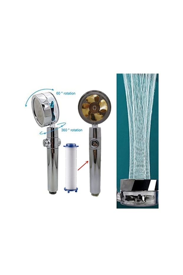 Portable Shower Head with High Pressure, Turbo Model with On/Off Button - 2