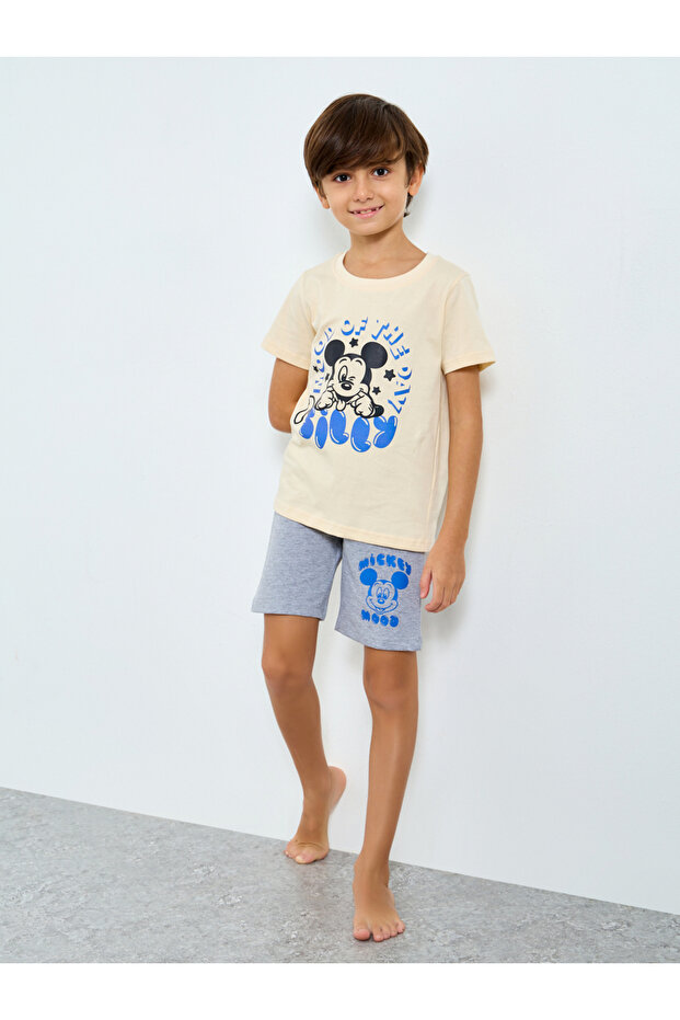 Boys Mickey Mouse Print T-Shirt and Shorts Set