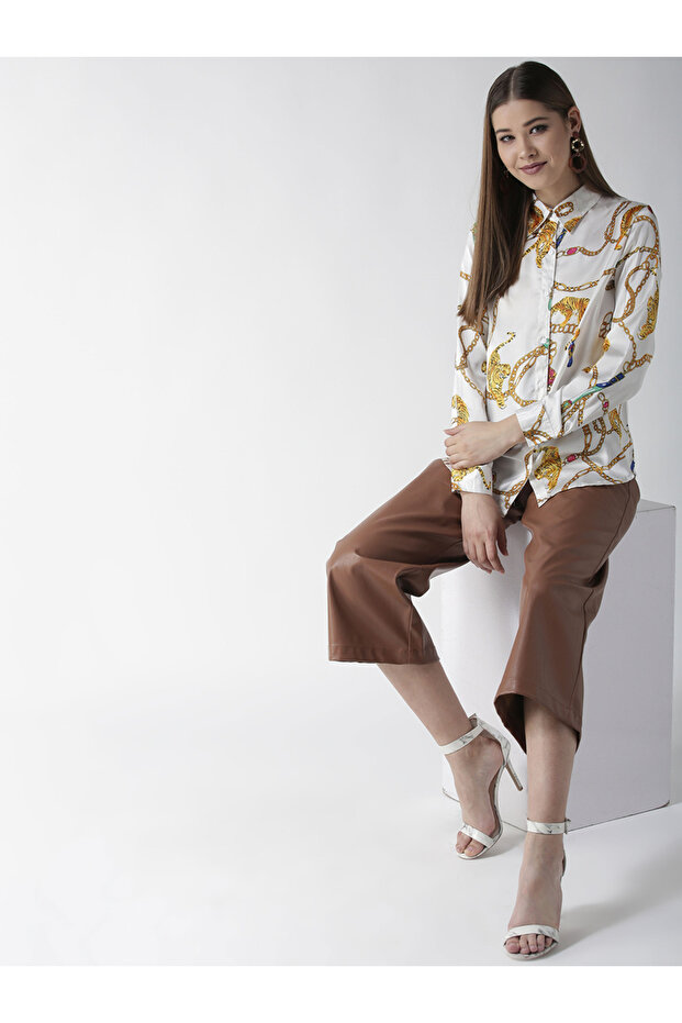 Animal Print Buttoned Long Sleeve Shirt