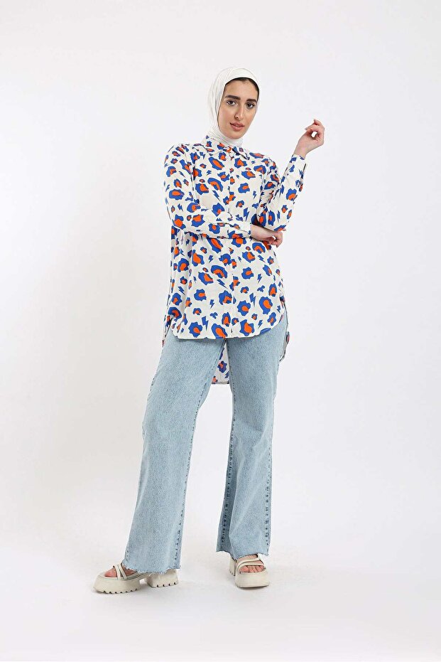 Leopard Print Button-Front Shirt - 1