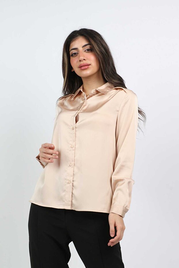 قميص ناعم سادة بأكمام طويلة - 1