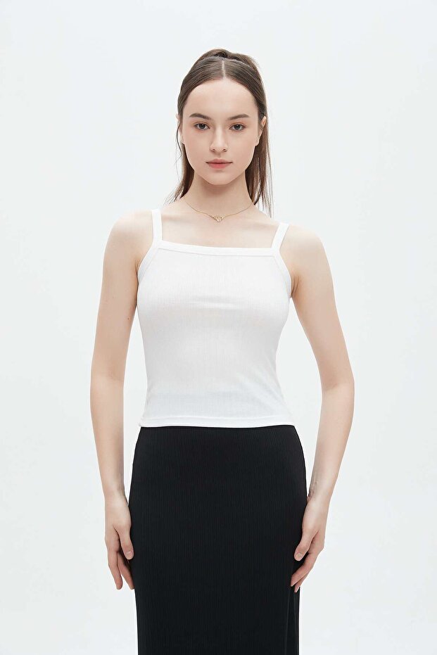 Solid Ribbed Tank Top - 1
