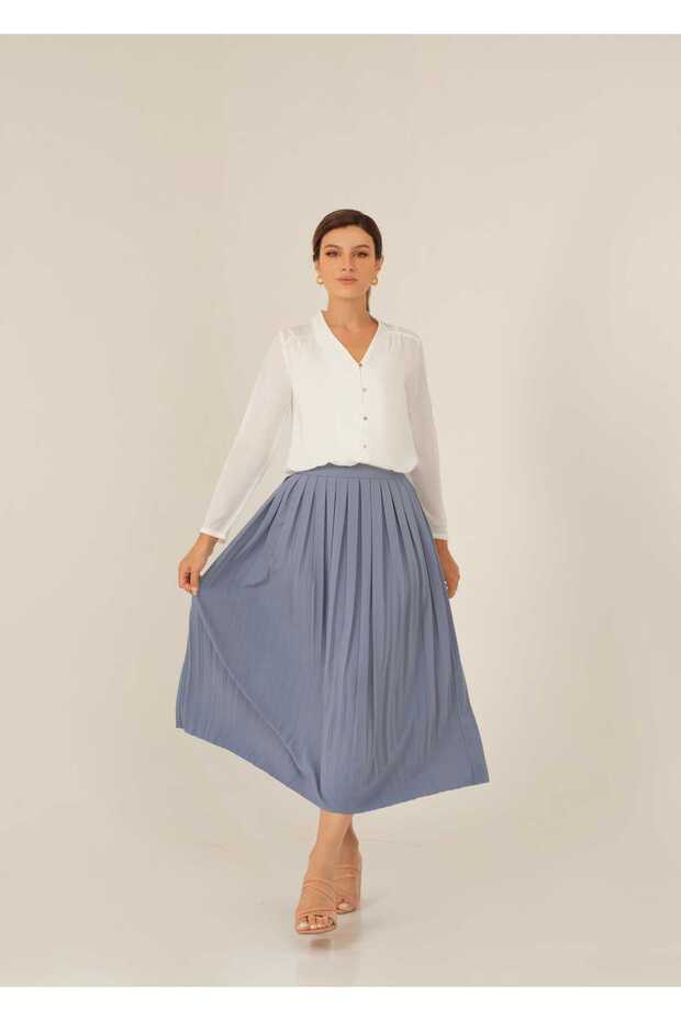 قميص محبوك سادة بأكمام طويلة - 1