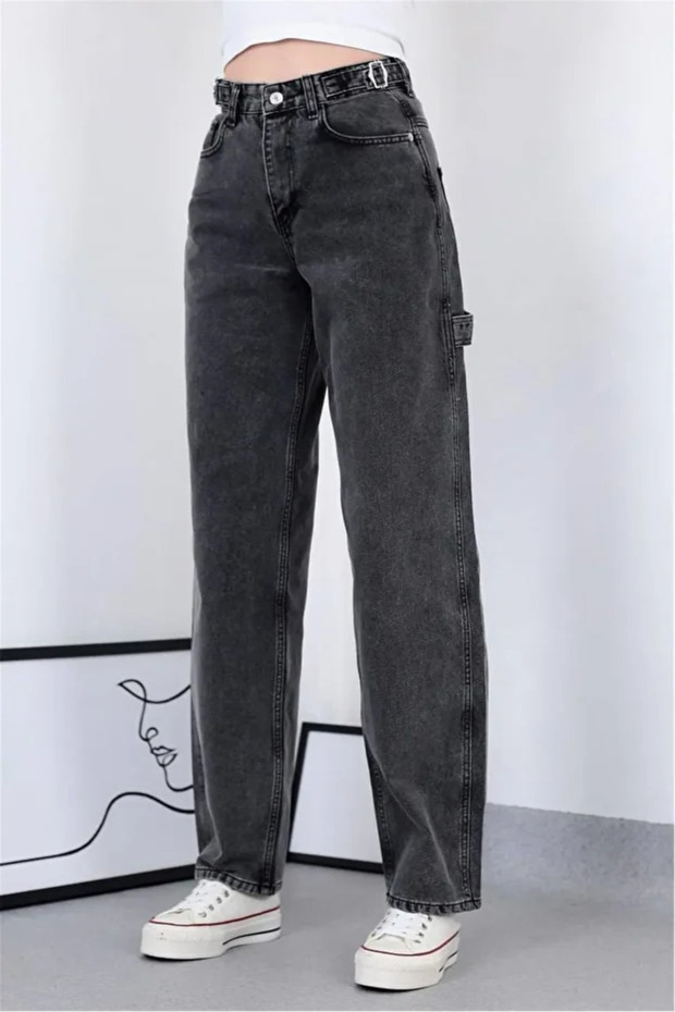 1025 YAN APOLETLİ BAGGY KOT PANTOLON - 2