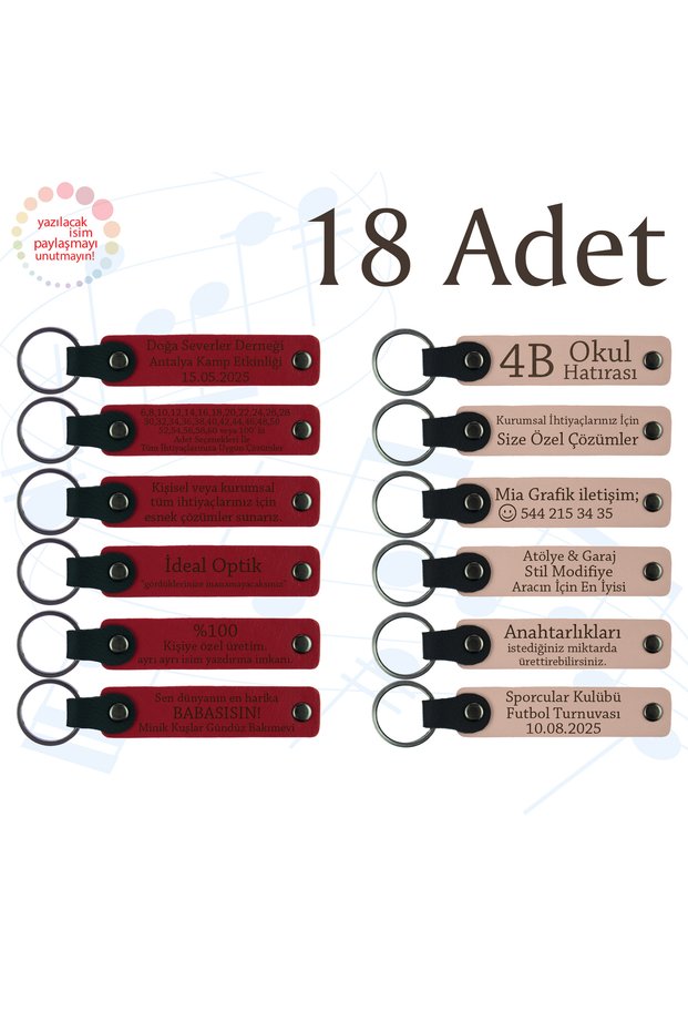 Personalized Message Gift Leather Keychain, Purple Violet & Navy Blue, Individually Name Writable Set of 18