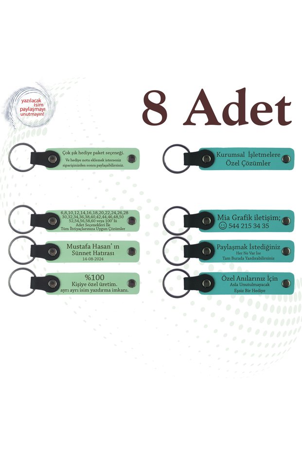 Name Written Leather Keychain, Purple & Navy, Set of 8 Gifts for Your Loved Ones for Your Special Celebrations