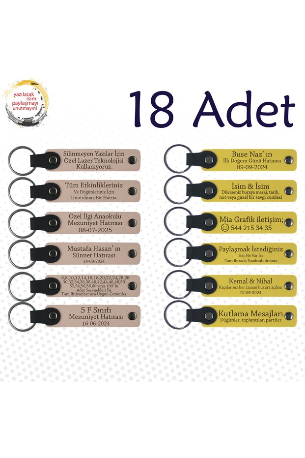 Personalized Message Gift Leather Keychain, Purple Violet & Navy Blue, Individually Name Writable Set of 18