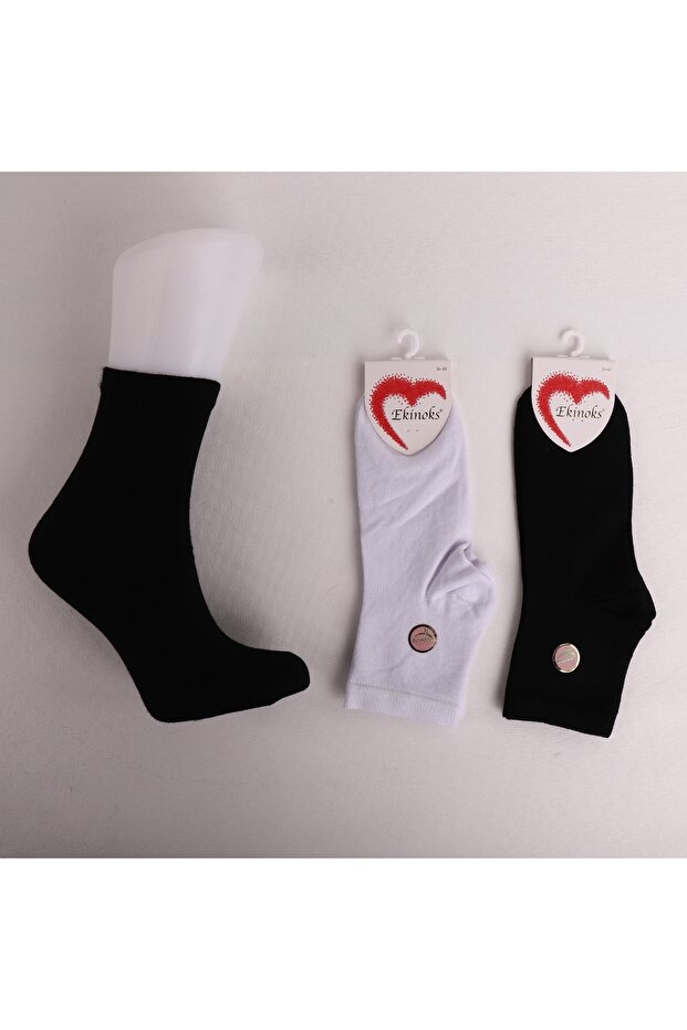 2-Piece Pack of Stitch-Free Washed Bamboo Short Socks for Women, White Socket Socks