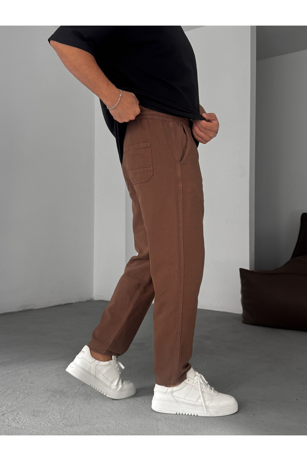 Kahve Regular Fit Diz Dikişli Pantolon YP-5010 - 3