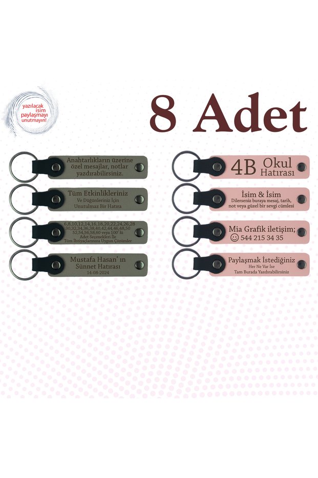 Name Written Leather Keychain, Purple & Navy, Set of 8 Gifts for Your Loved Ones for Your Special Celebrations