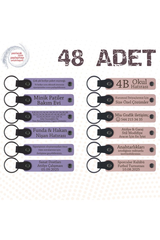 Promotional Keychain with School Information Written on It, Purple & Navy Blue, Set of 48 for School Promotion