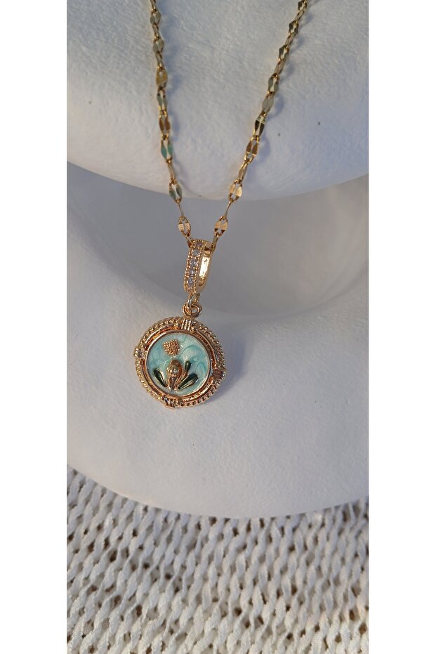 Tablo Detaylı Çelik Kolye - 1