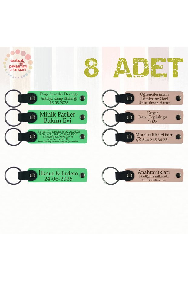 Name Written Leather Keychain, Purple & Navy, Set of 8 Gifts for Your Loved Ones for Your Special Celebrations