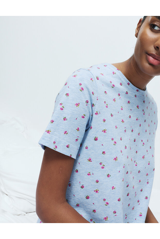 Saf Pamuklu Baskılı Gecelik - 3