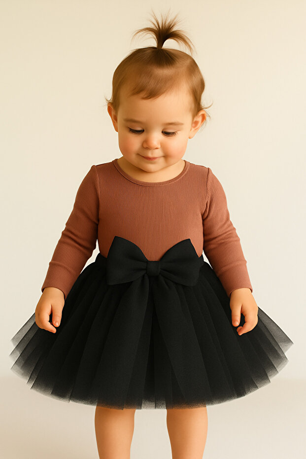 Baby Girl Lined Fluffy Tutu Skirt with Buckle on the Front and Elastic Waist