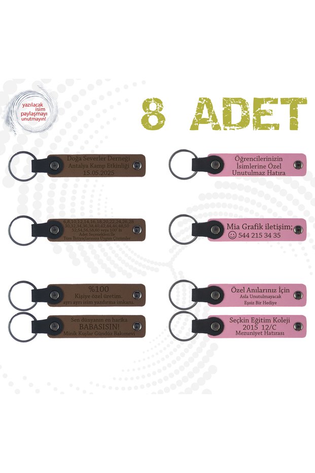 Name Written Leather Keychain, Purple & Navy, Set of 8 Gifts for Your Loved Ones for Your Special Celebrations