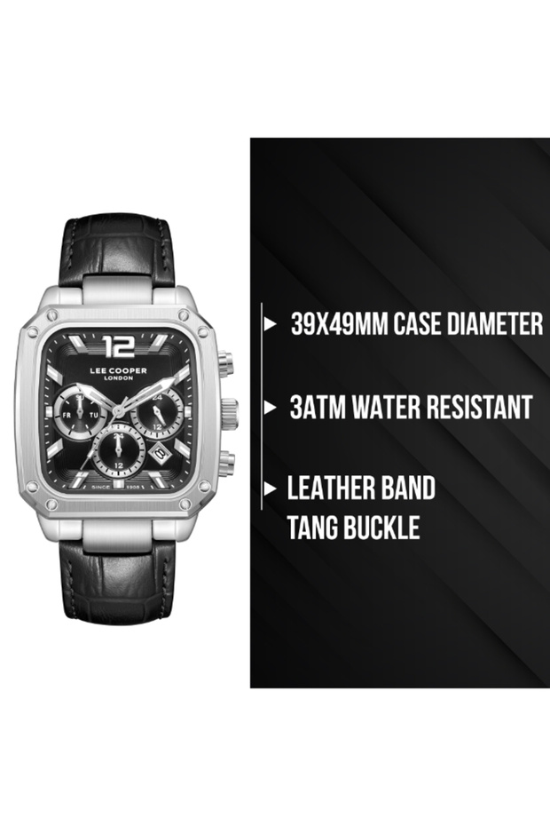 ساعة رجالية متعددة الوظائف بمينا أسود - LC08184.351 - 8