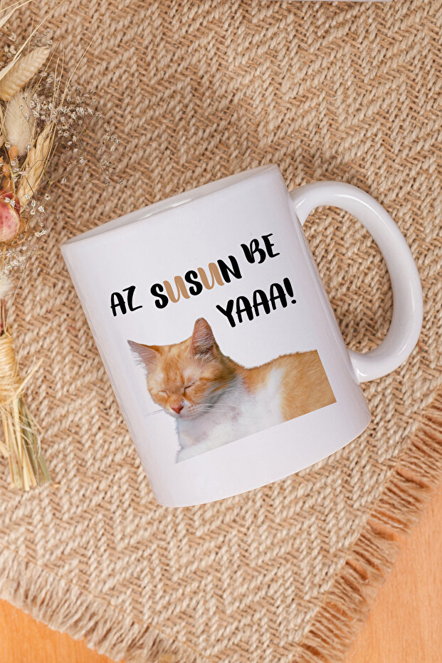 كوب أبيض مطبوع عليه هدية ممتعة من Az Susun Be Ya Sleeping Cat