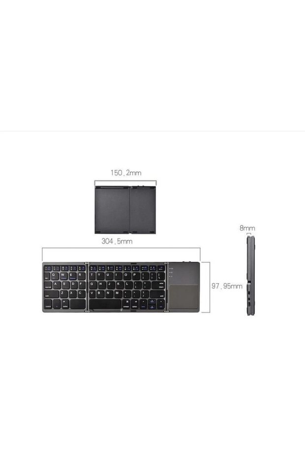 Foldable Ergonomic Keyboard with Touchpad, Wireless - 2