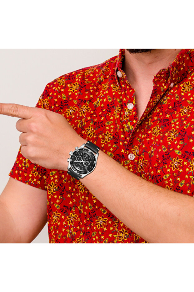 ساعة رجالية متعددة الوظائف بمينا أسود - LC08260.351 - 6